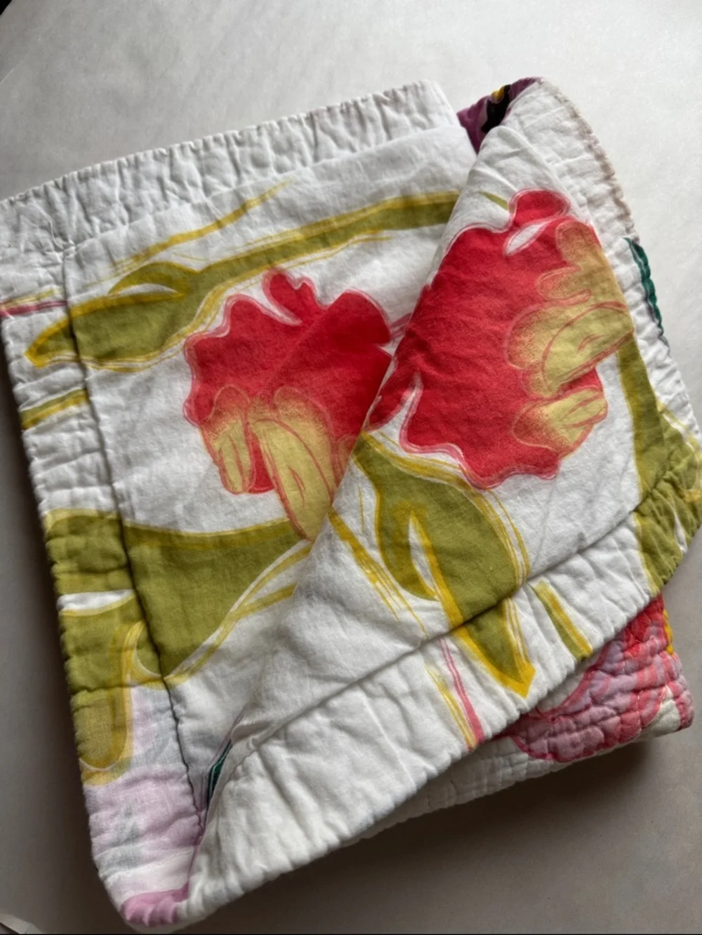 Floral quilted pillow sham standard 100% cotton multi color vibrant cottagecore